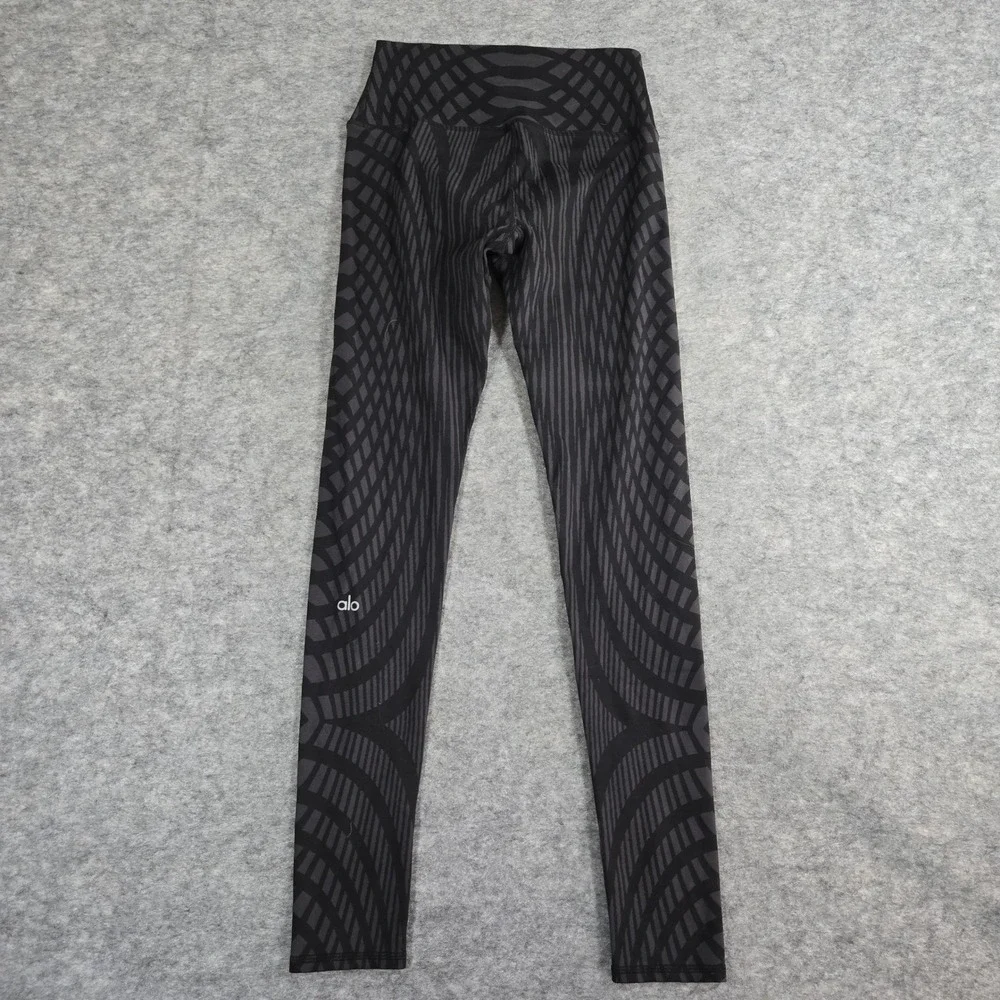Alo Women Black Geometric Optical‎ Illusion High Waist Leggings XS/S